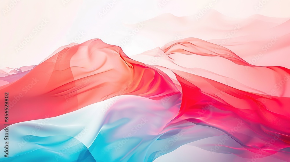 Simple and Restrained: Large White Area with Blurred Abstract Image of Blue, Orange, and Red Patterns on White Background, Light Red and Light Pink Tones, Gradients, Rounded Shapes, Neon and Fluoresce Simple and Restrained: Large White Area with Blurred Abstract Image of Blue, Orange, and Red Patterns on White Background, Light Red and Light Pink Tones, Gradients, Rounded Shapes, Neon and Fluoresce
