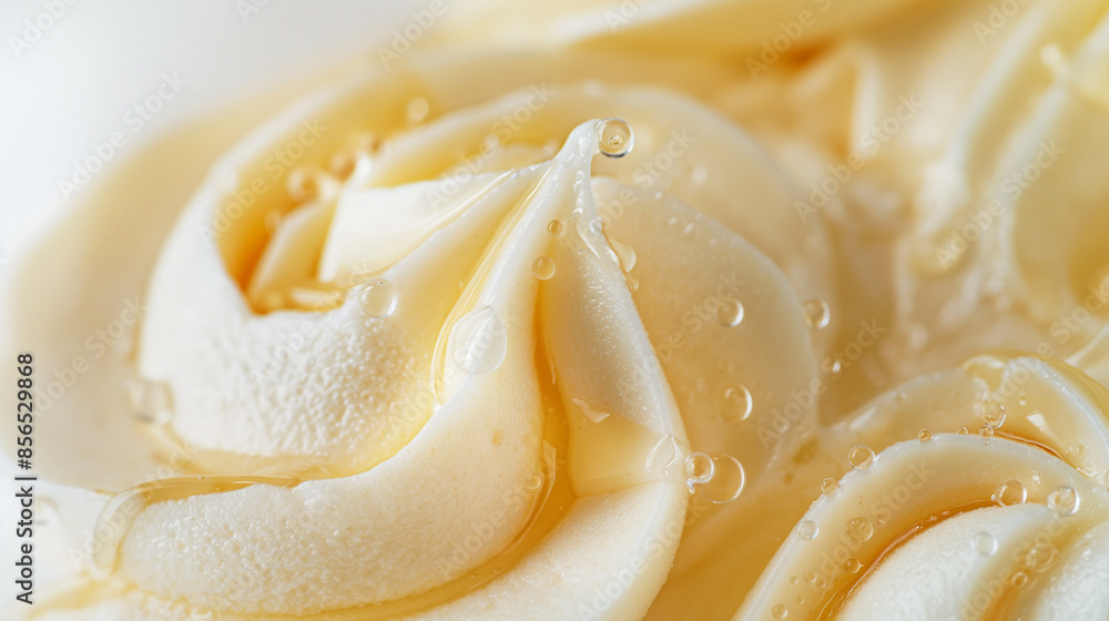 Elegant ginger and honey gelato, an image of elegant ginger and honey gelato, its light color and swirls of honey against a white backdrop Elegant ginger and honey gelato, an image of elegant ginger and honey gelato, its light color and swirls of honey against a white backdrop