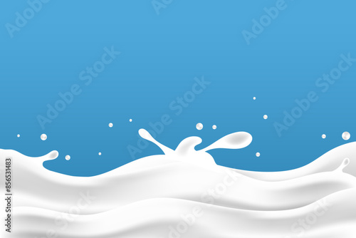 sea ​​of ​​milk on a blue background. additional milk theme design elements