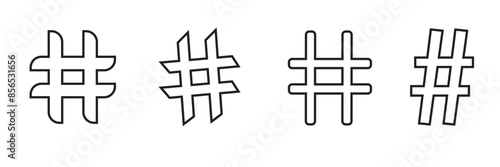 hashtag icon symbol, popular trend for social media tags - the hash icon symbol. trending explore icons, marketing promotion Advertising signs