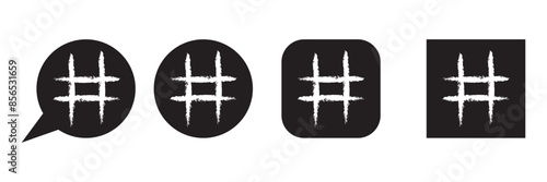 hashtag icon symbol, popular trend for social media tags - the hash icon symbol. trending explore icons, marketing promotion Advertising signs