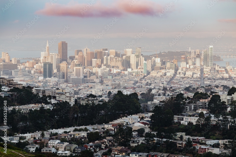 Obraz premium Downtown, San francisco city skyline at sunset. California, USA