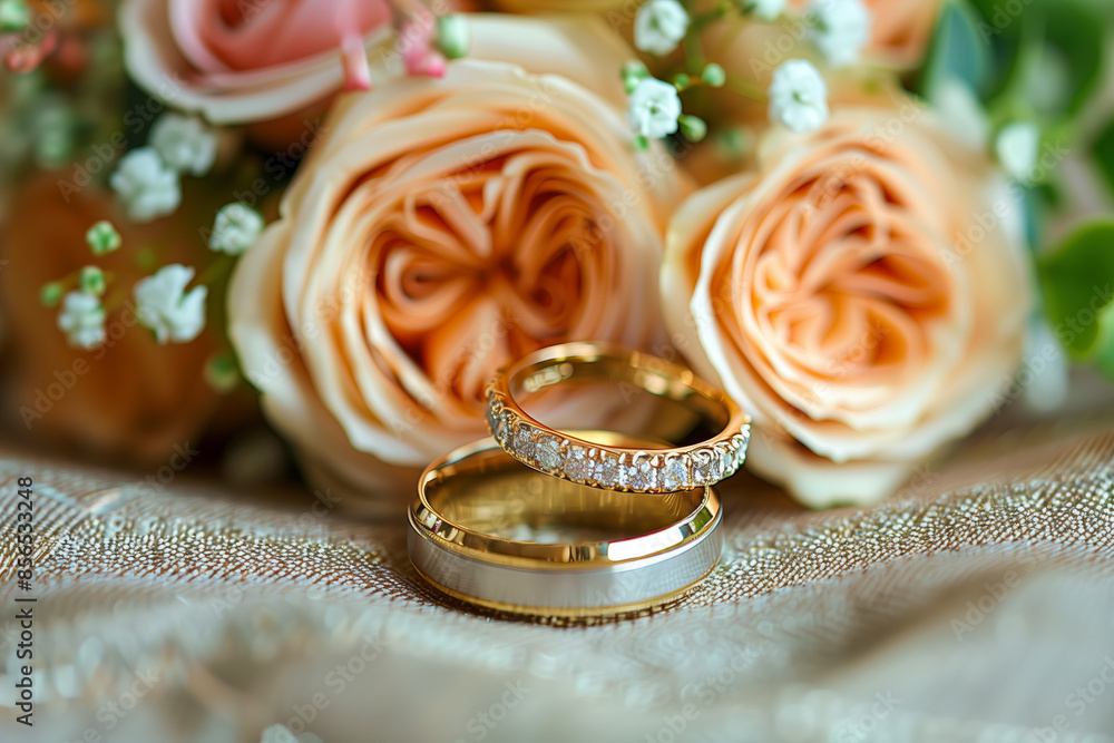 Wedding Rings on Boquet Ribbon Wedding Rings on Boquet Ribbon
