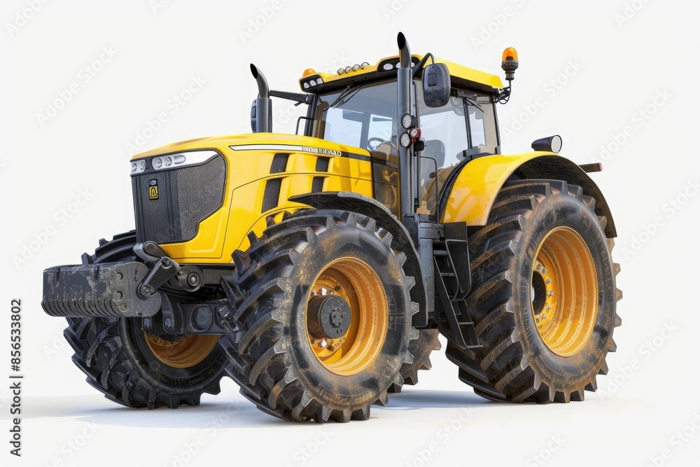 Yellow Farm Tractor with Large Tires