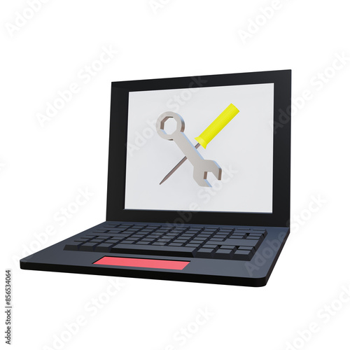 3 D illustration of  laptop repair icon