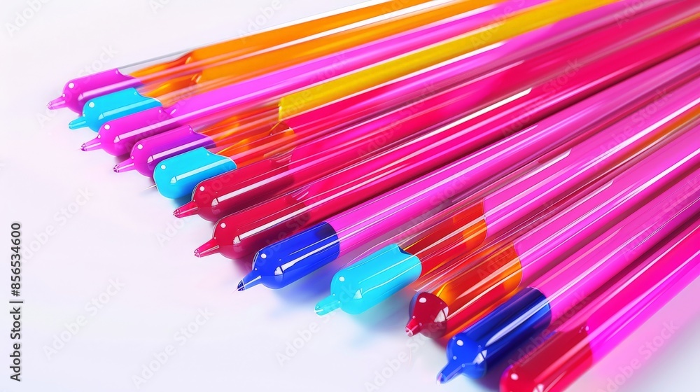 Photograph of test tubes with various colored liquids arranged neatly on a clean white surface with ample space for text suitable for advertising photos Photograph of test tubes with various colored liquids arranged neatly on a clean white surface with ample space for text suitable for advertising photos