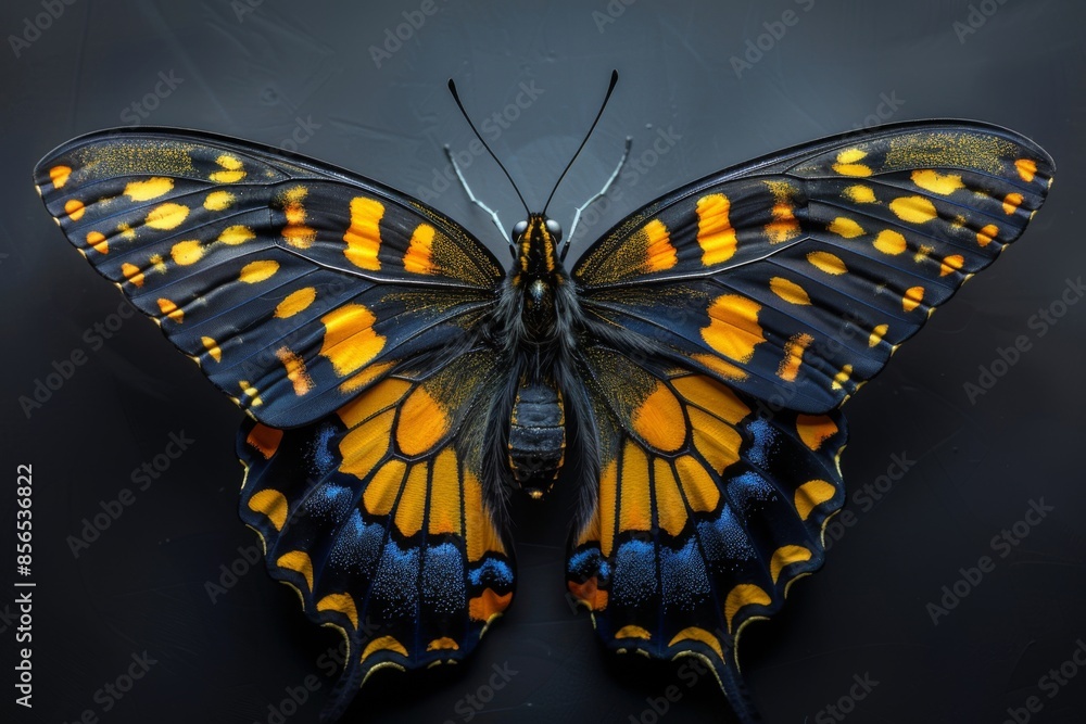 Fototapeta premium Black and Yellow Butterfly Close-up
