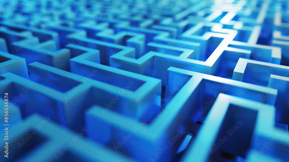 Abstract blue infinite 3d maze background, business concepts, bright color banner. Generative AI Abstract blue infinite 3d maze background, business concepts, bright color banner. Generative AI
