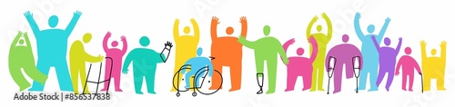 Vector collection of people with disabilities hand-drawn in doodle style	
