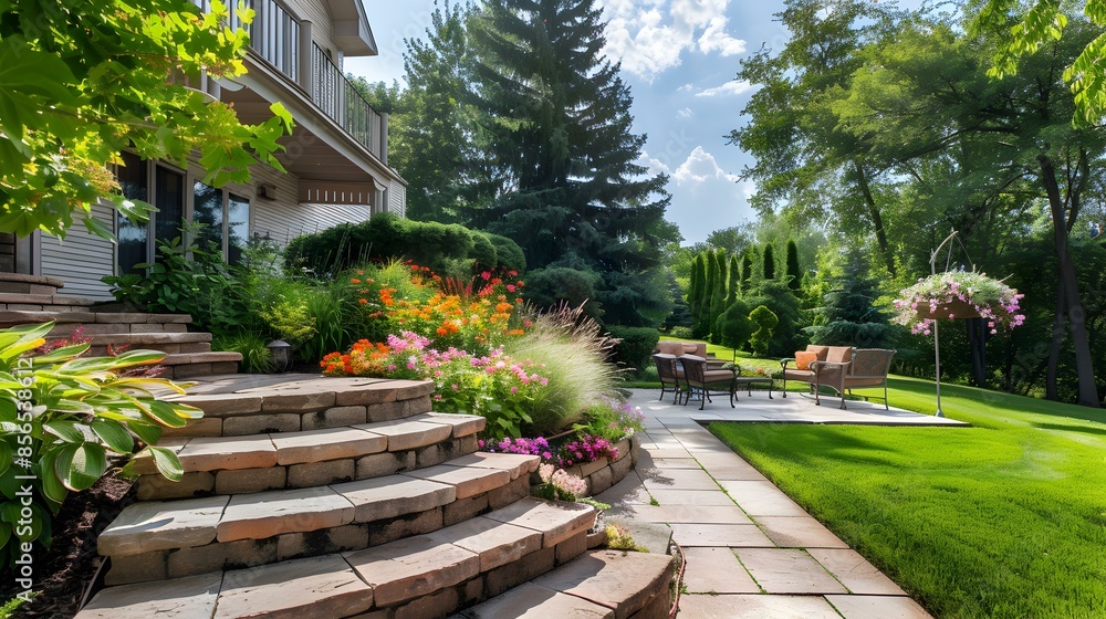 Obraz premium Landscape with decorative stone steps leading image