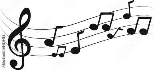 Music notes wave, Curve musical signs, sound wave line symbol, acoustic composition, Musical note, music sound, musical waves