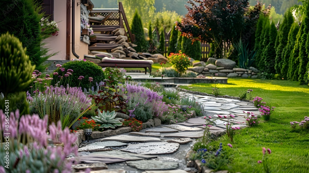 Naklejka premium Landscape with neatly laid stones picture