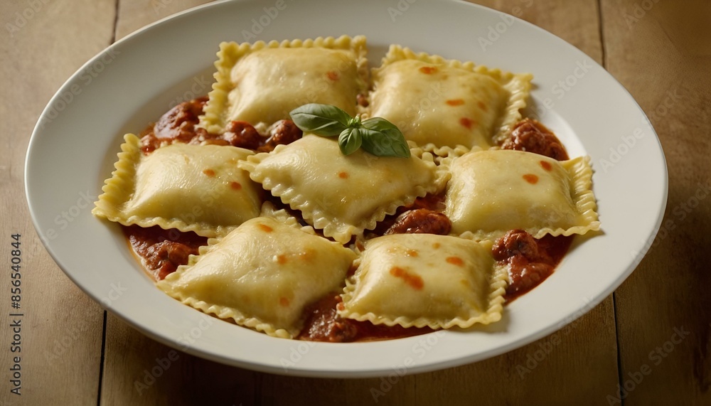 ravioli on a plate with tomato sauce ravioli on a plate with tomato sauce