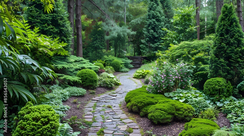 Forest vegetation with lush green shrubs image Forest vegetation with lush green shrubs image