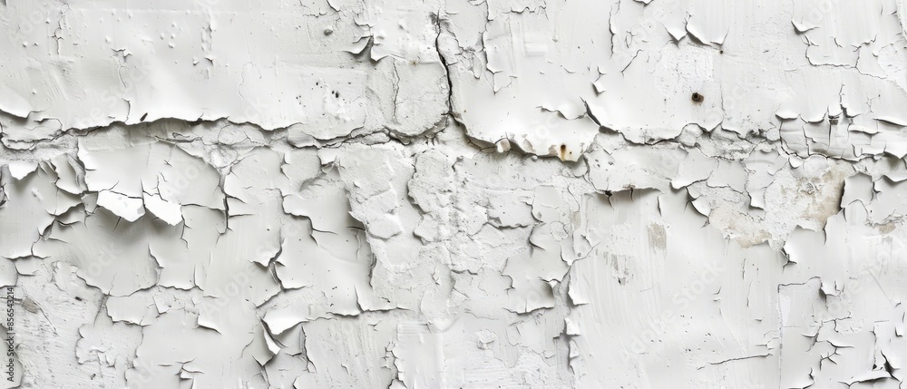 Obraz premium White weathered wall with flaking paint background/texture.