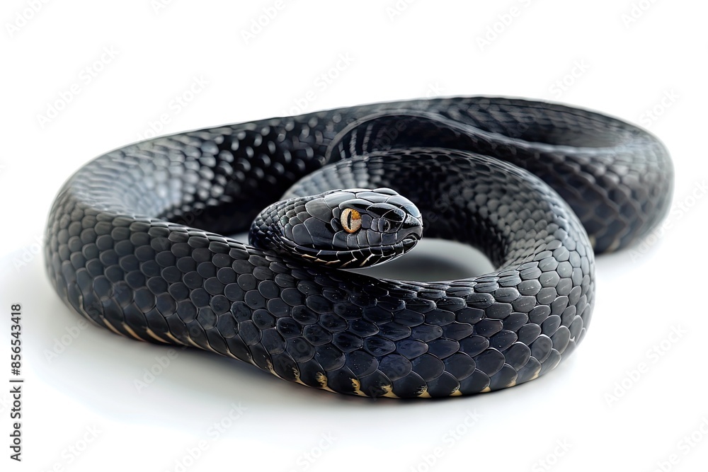 Obraz premium Black snake isolated on a white background