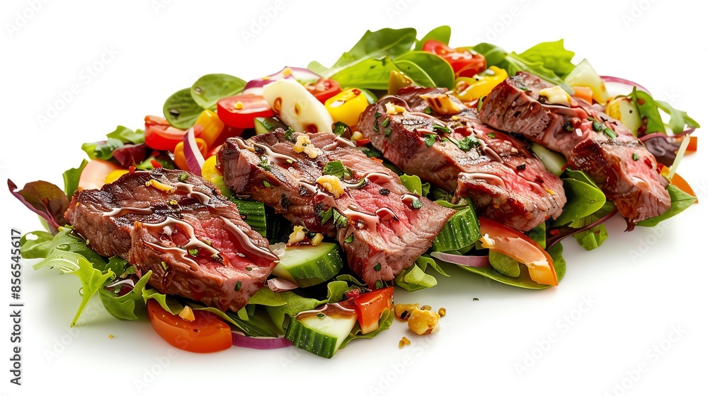 Highresolution image of three steak salads Highresolution image of three steak salads
