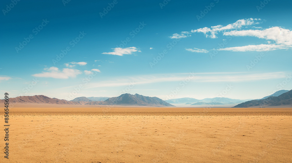 A stunning landscape of the desert with a wide expanse of golden sand and clear blue skies. A stunning landscape of the desert with a wide expanse of golden sand and clear blue skies.