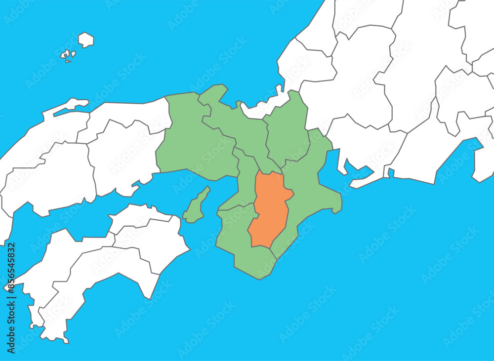 Obraz premium 奈良県 奈良 地図