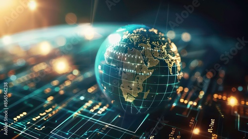 Active world trade, world market. Global electronics market background. Generative AI photo