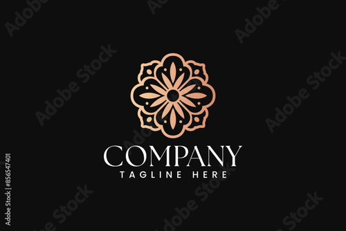 beauty jasmine flower and leaf ornament abstract logo design for fashion boutique florist business