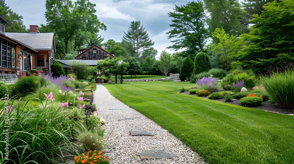 Naklejka premium A mowed lawn with gravel picture