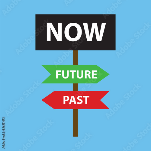 Future past present board icon. Now pas and future way destiny sign