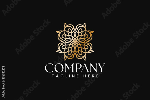 beauty ornament with flower blossom tendril leaf logo design for fashion boutique florist business