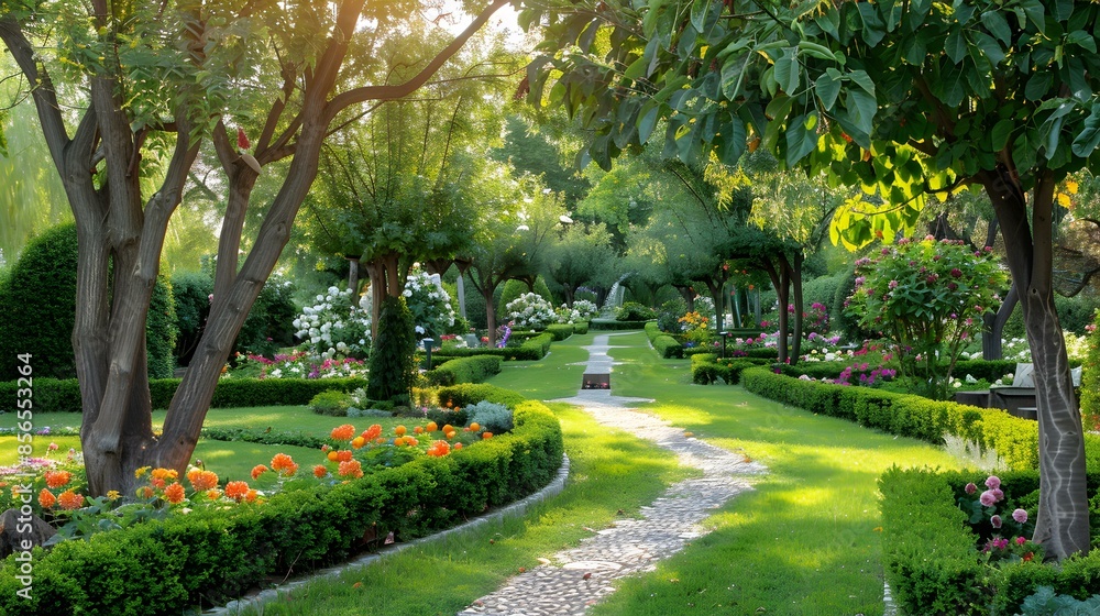 A garden with trimmed apricot trees img A garden with trimmed apricot trees img