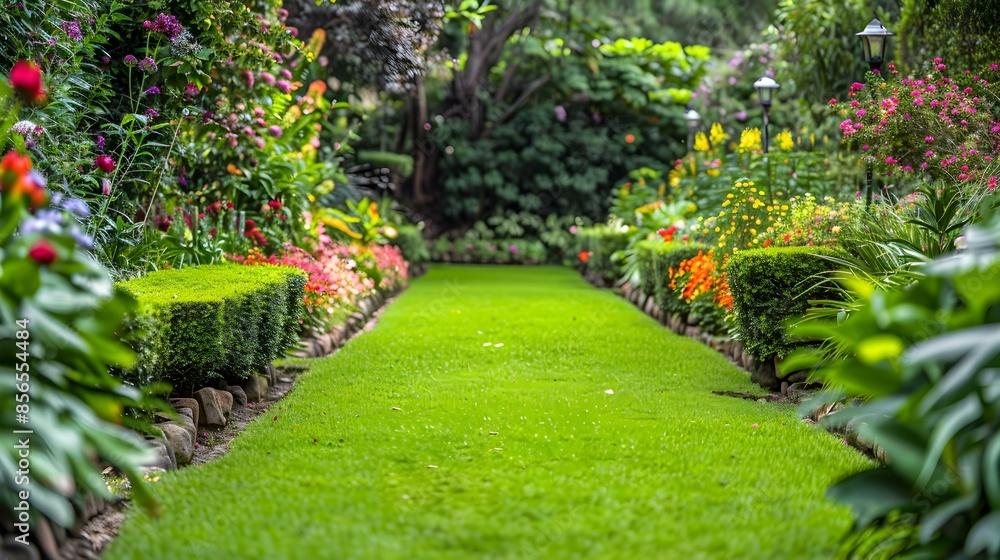 Obraz premium A clearing with bright green grass img