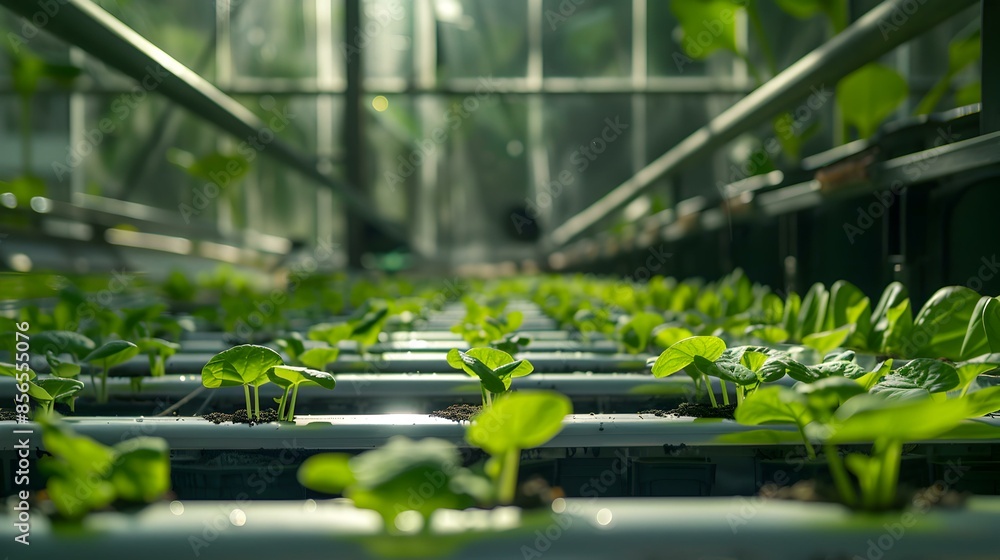 Green sorrel seedlings growing in a hydroponic Green sorrel seedlings growing in a hydroponic