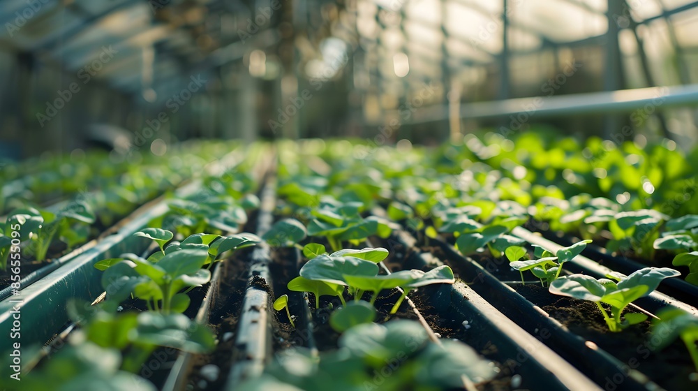 Green sorrel seedlings growing in a hydroponic img Green sorrel seedlings growing in a hydroponic img