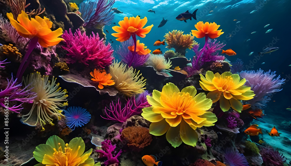 Obraz premium Under water flowers