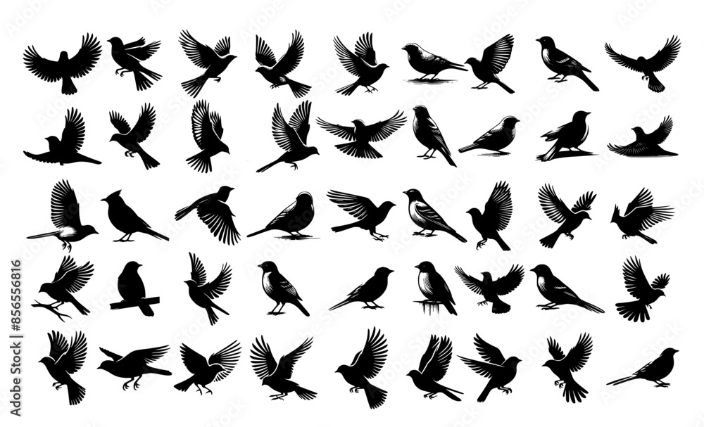 Silhouette of a flying dove, set of black bird silhouettes, pigeon silhouette vector. Silhouette of a flying dove, set of black bird silhouettes, pigeon silhouette vector.