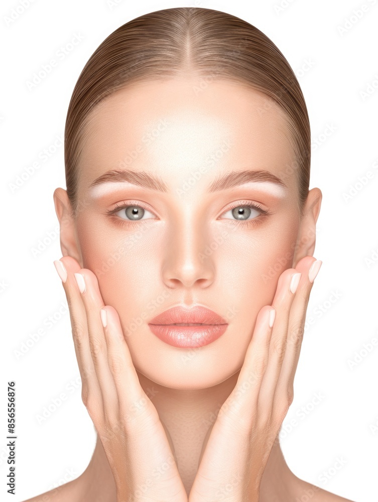 Radiant Youthful Complexion: Close-Up Beauty Portrait of a Model Radiant Youthful Complexion: Close-Up Beauty Portrait of a Model