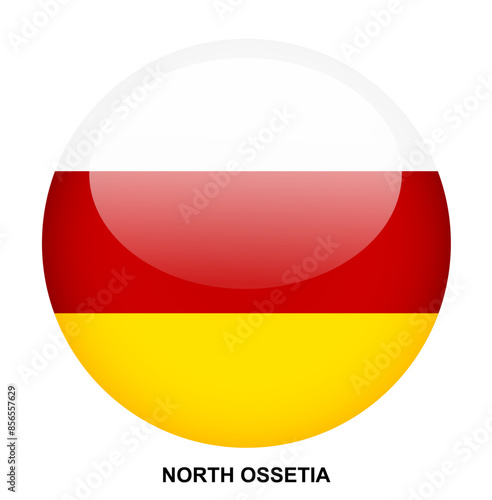 NORTH OSSETIA flag button on white background