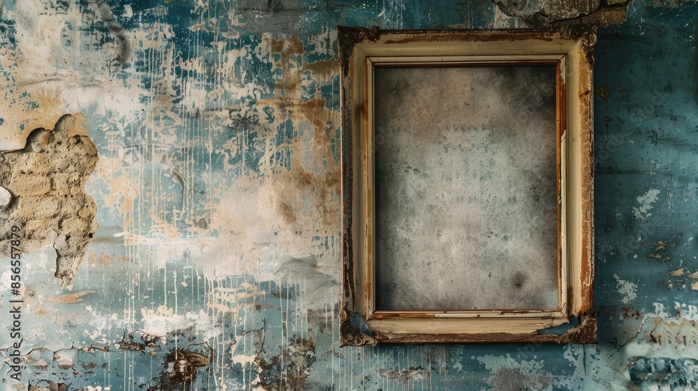 Naklejka premium Empty frame on antique weathered wall