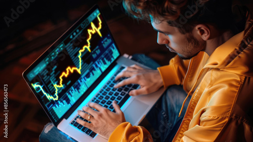 Man Typing on Laptop Computer