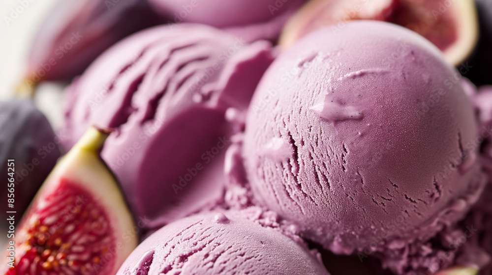 Lush fig gelato, a closeup image of lush fig gelato, its deep purple color and creamy texture popping against a white backdrop Lush fig gelato, a closeup image of lush fig gelato, its deep purple color and creamy texture popping against a white backdrop