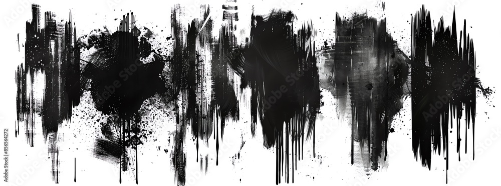 Abstract black and white ink splatter on white background, ideal for artistic, design, and creative projects. Abstract black and white ink splatter on white background, ideal for artistic, design, and creative projects.