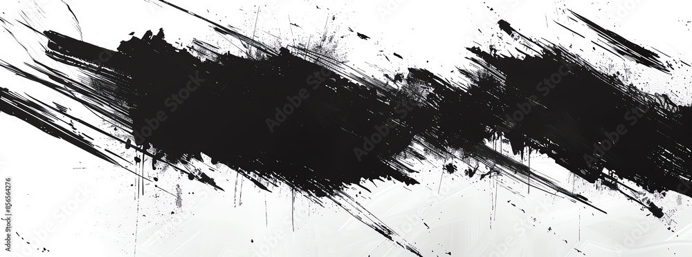 Abstract black and white modern art painting with bold brush strokes and splatters, expressing dynamic motion and energy. Abstract black and white modern art painting with bold brush strokes and splatters, expressing dynamic motion and energy.