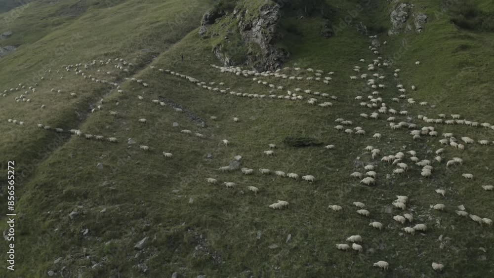 Aerial video of a flock of sheep in the mountains of Romania Aerial video of a flock of sheep in the mountains of Romania