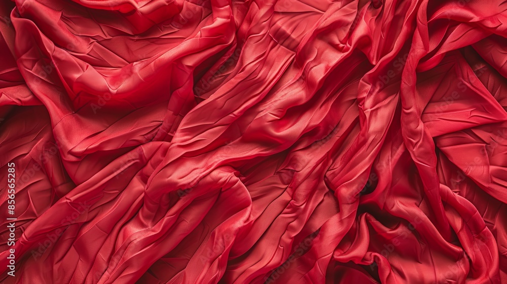 Full frame shot of wrinkled red polyester cloth texture and background Full frame shot of wrinkled red polyester cloth texture and background