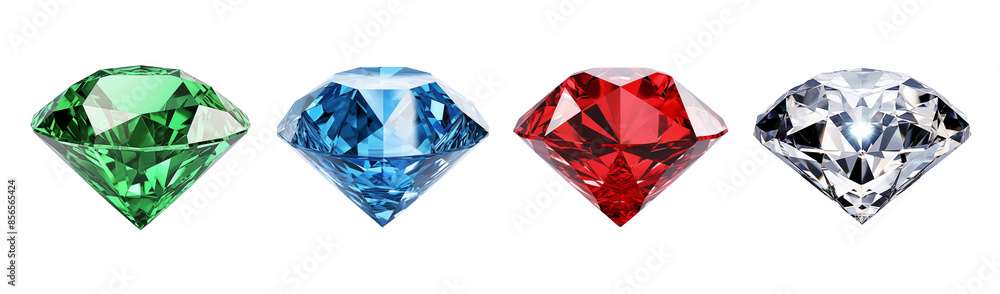 Colorful diamond set isolated on transparent background Colorful diamond set isolated on transparent background