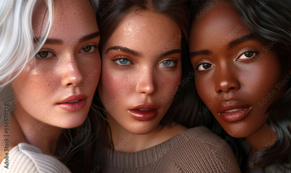 Portrait of Women of Different Races in Soft Lighting Portrait of Women of Different Races in Soft Lighting