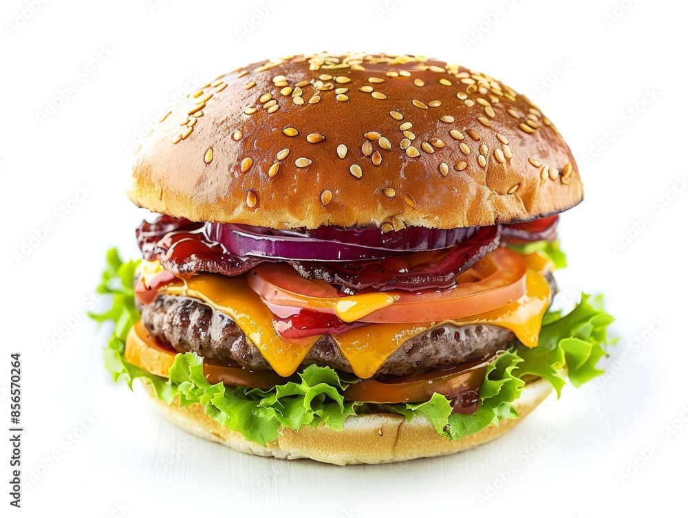 delicious burger isolated on white background - ai delicious burger isolated on white background - ai