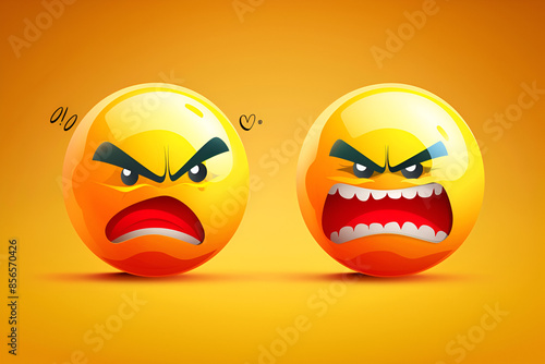 Wallpaper Mural Angry and Furious Emoji Faces on Orange Background Torontodigital.ca