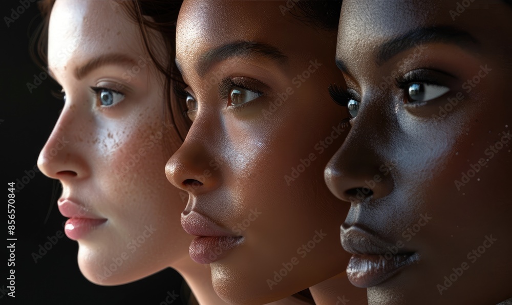 Portrait of Women of Different Races in Soft Lighting Portrait of Women of Different Races in Soft Lighting