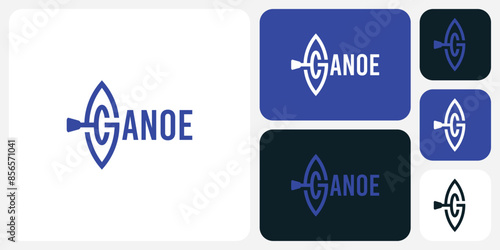 Vector logo design for the initials C in the shape of a canoe with a modern, simple, clean and abstract style.