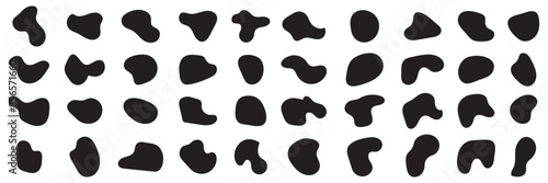 Abstract fluid black blob shape vector set. Modern liquid irregular blob shape elements graphic flat style photo